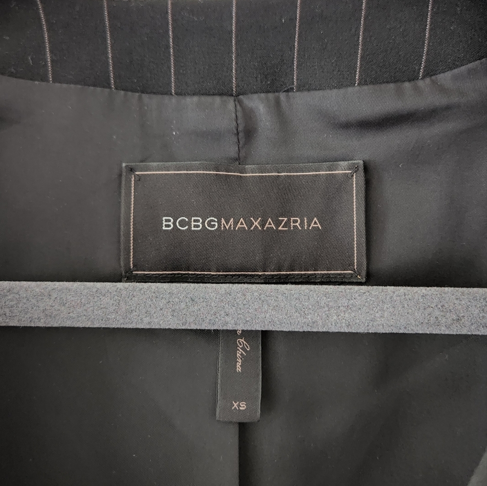 BCBGMaxAzria Dress Waleska Blazer Suit Jacket Mini Dress Pinstripe Black XS - Picture 8 of 11